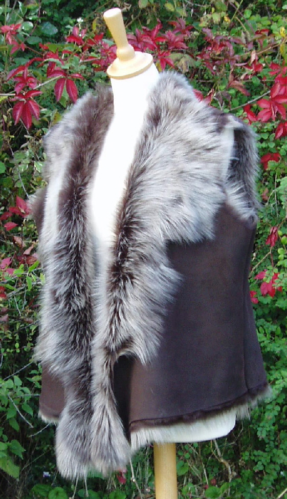 Brown Brisa Suede Finish Toscana Sheepskin Gilet 16 18