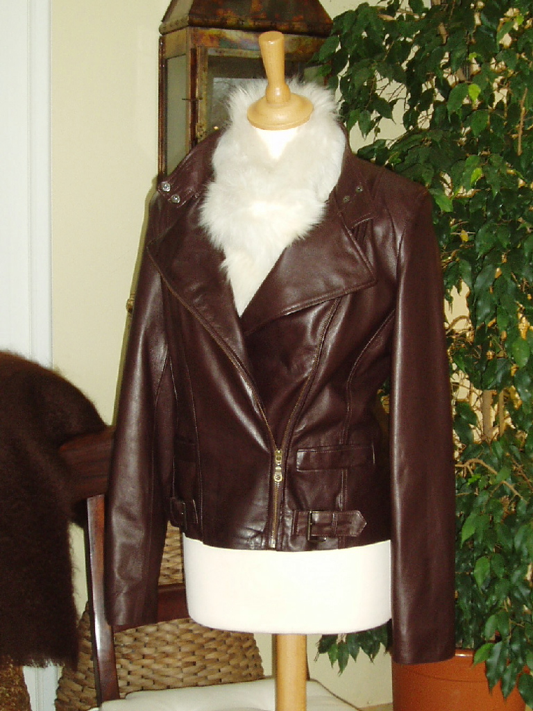 Helen McAlinden Brown Designer Leather Jacket