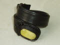 Brown Leather Cuff Bracelet with Melted Amber Stone