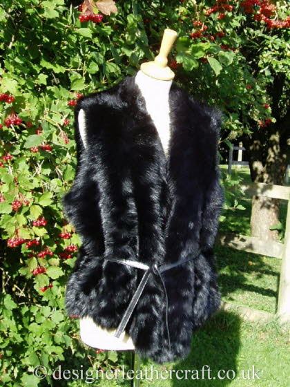 14-16 Black Toscana Shearling Gilet Reversed