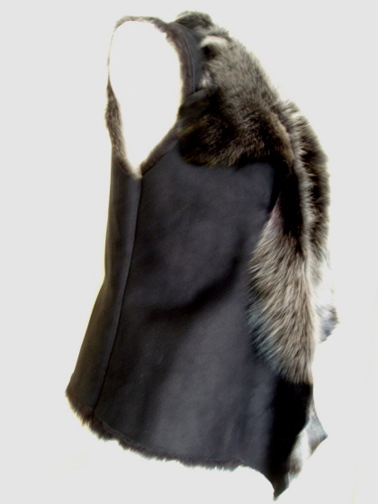 Black Brisa Toscana Sheepskin Gilet Side