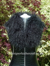 30 inch Black Mongolian Sheepskin Collar