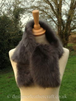 46 inch Grey Nappalan Toscana Shearling Scarf Knotted