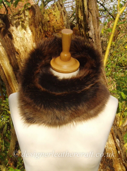 47 inch Amandari Toscana Shearling Scarf Worn as a Snood