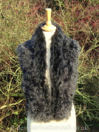 50 inch Steel Tipped Tigrado Shearling Scarf Worn  as a Collar