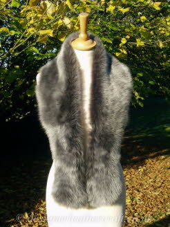 52 inch Grey Brisa Toscana Shearling Scarf Worn as a Collar