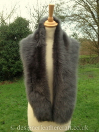 53 inch Grey Nappalan Toscana Shearling Scarf Worn as a Collar