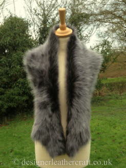 54 inch Black Brisa Toscana Shearling Scarf Worn as a Collar