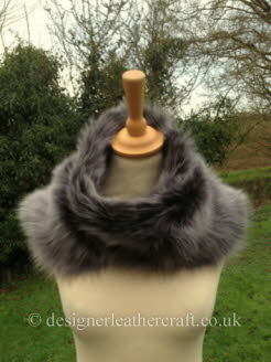 54 inch Black Brisa Toscana Shearling Scarf Worn as a Snood