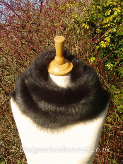 54 inch Marron Brown Toscana Shearling Scarf S9 Worn as a Snood