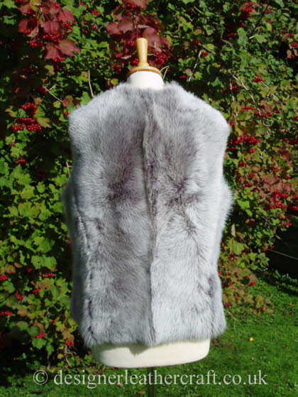 Back of the Lavender GreyToscana Shearling Gilet Reversed  BL23