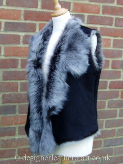 Black Brisa Shearling Gilet in a Suede Finish