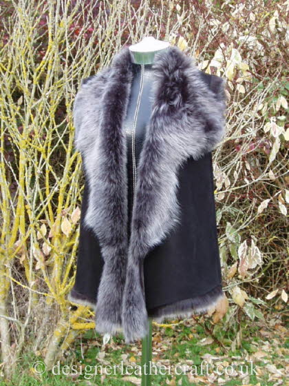 Black Brisa Suede Finish Toscana Sheepskin Gilet  14 16 Bl2