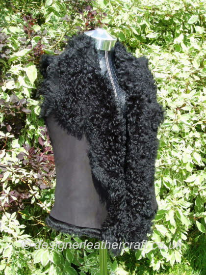 Black Curly Tigrado Shearling Gilet 12-14