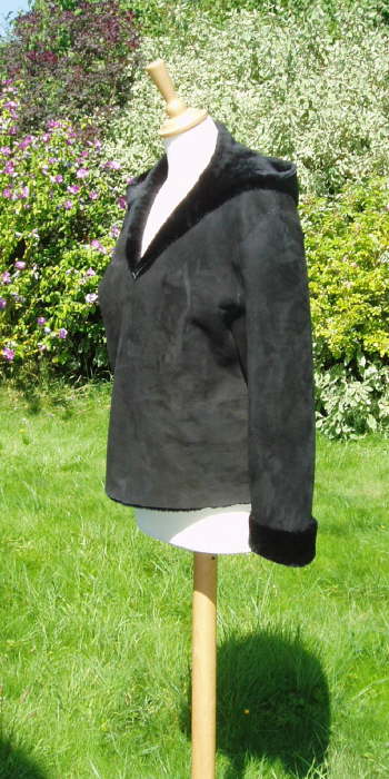 Black Merino Sheepskin Hooded Top