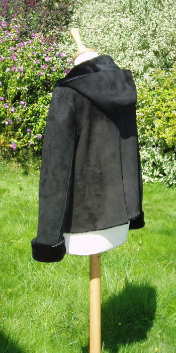 Black Merino Sheepskin Hoody