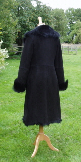 Black Suede Finish Toscana Shearling Coat size 8