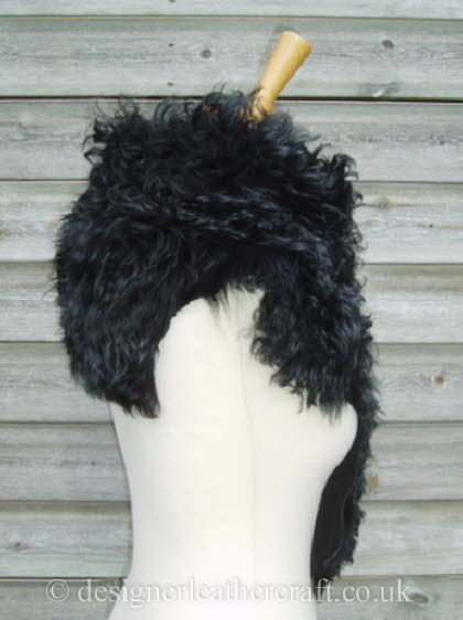 Black Tipped Tigrado Shearling Sheepskin  Wrap Reversed Pic 4