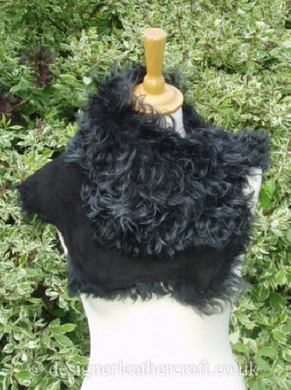 Black Tipped Tigrado Shearling Sheepskin  Wrap Reversed Pic 5