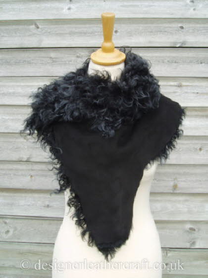 Black Tipped Tigrado Shearling Sheepskin  Wrap Reversed Pic 6