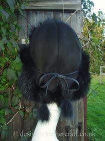 Black Toscana Shearling Hat Tied Back