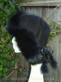 Black Toscana Shearling Tie Back Hat