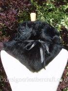 Black Toscana Shearling Wrap Tied at the Back