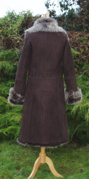 Brown Brisa Suede Finish Toscana Shearling Coat Back