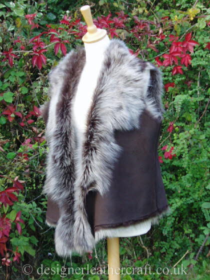 Brown Brisa Suede Finish Toscana Sheepskin Gilet 16 18