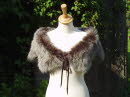 Brown Brisa Toscana Shearling Wrap with Ties 40 inch