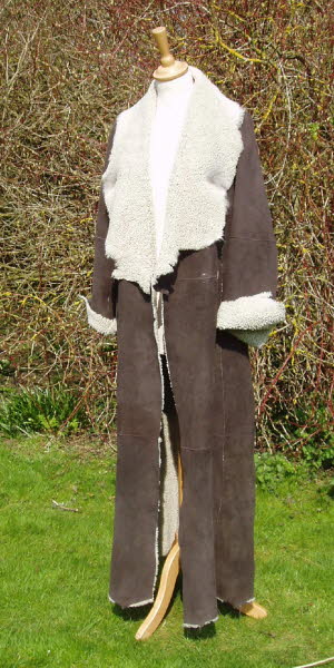 Brown Slink Coat with Natural Wool