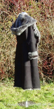 Calf Length Toscana Shearling Coat has a  Large Hood