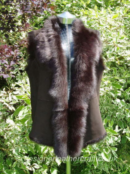 Dark Brown Toscana Shearling Gilet Size 18 Back Length 25 inches
