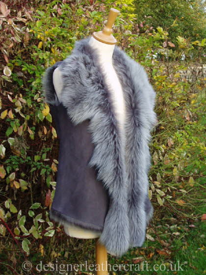 Extra Long Soft Grey Toscana Lambskin Gilet 10 12 Bl24