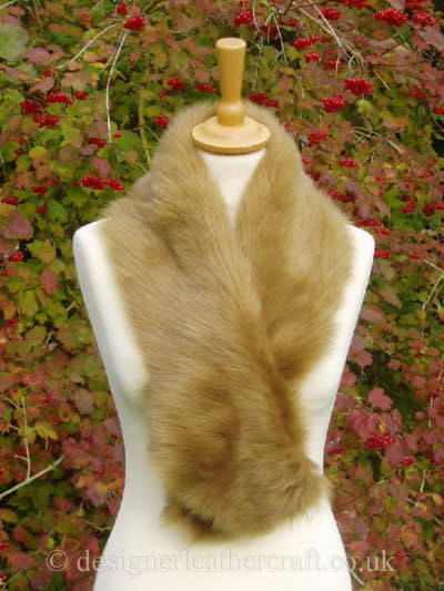 Golden Brown Tan Toscana Shearling Scarf  44 inches