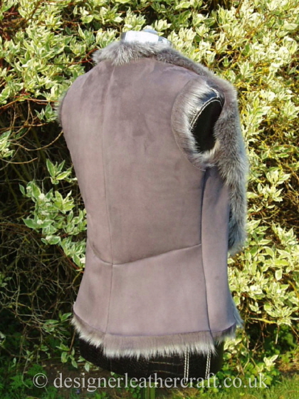 Grey Brisa Shearling Gilet with Four Piece Back