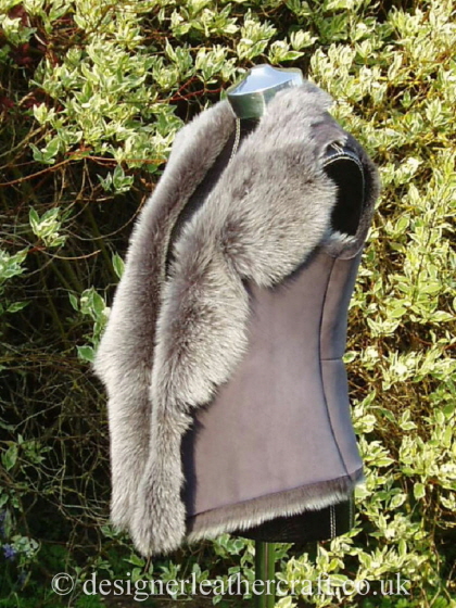 Grey Brisa Suede Finish Shearling Gilet