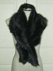 Jet Black Silky Shearling Scarf 52 inch