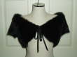 Jet Black Silky Shearling Shrug 43 inch