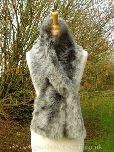 Luxurious Double Sided Toscana Shearling Scarf in Grey Brisa