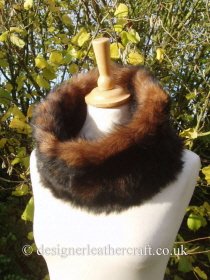 Medium Size Toscana Shearling Snood in Tan Tipped