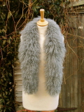 Pale Grey Mongolian Sheepskin Scarf 46 inch