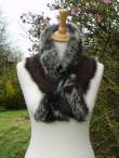Small Brown Brisa Shearling Scarf 37 inch