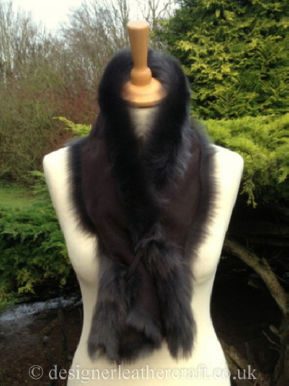 Suede Side of the 41 inch Dark Grey Toscana Shearling Scarf