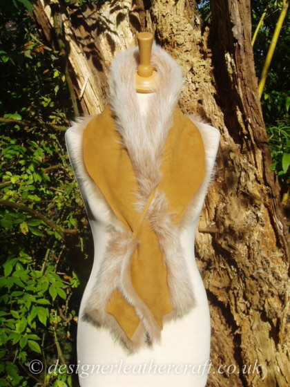 Suede Side of the 49 inch Honey Brisa Toscana Shearling Scarf