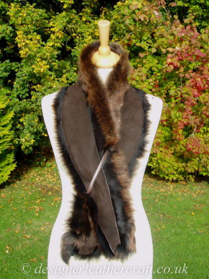 Suede Side of the 50 inch Amandari Toscana Shearling Scarf