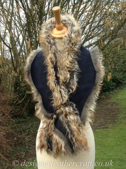 Suede Side of the 52 inch Pavane Tigrado Shearling Scarf