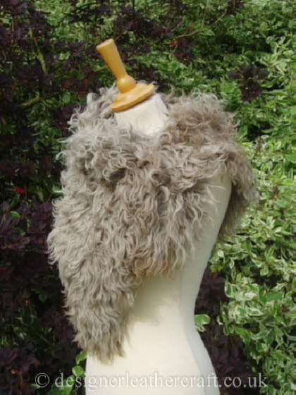 Taupe Pintos Tigrado Shearling Sheepskin  Wrap Pic 3