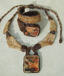 leather necklaces and cuff bracelets with stones